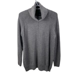 Cynthia Rowley sz M Light Grey 100% Merino Wool Cowl Turtleneck Sweater Luxury